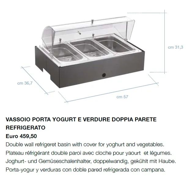 Pinti Vassoio Porta Yogurt e Verdure Doppa Parete Refrigerato art.F1802840